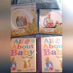 Peter Rabbit by Wedgwood, with ( 2 Two Plats and 2 All about Baby Books). New.
